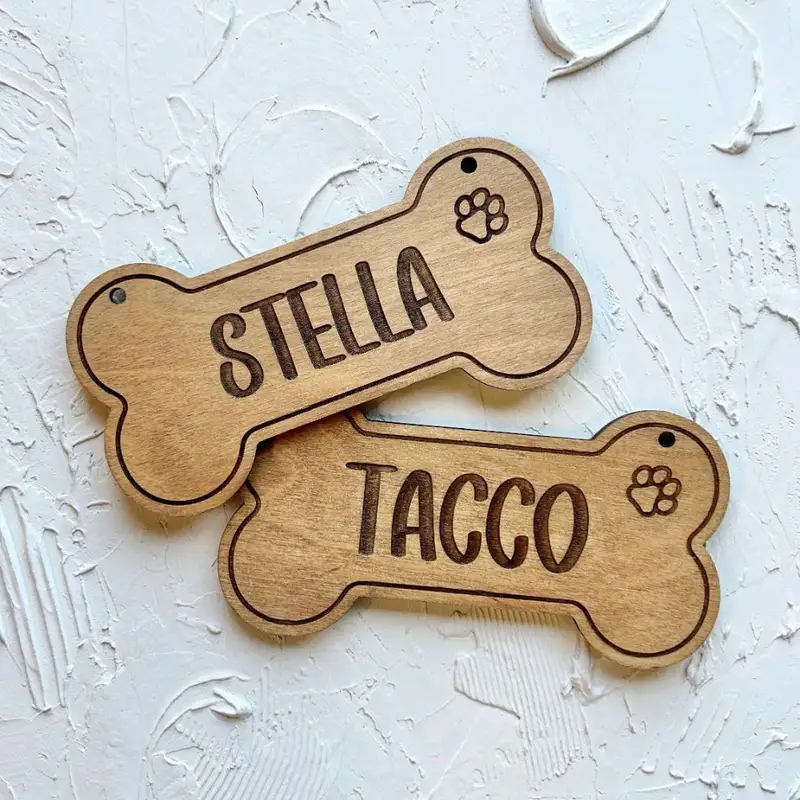 5PCS Tag Anjing Kayu Kustom -  - Laser Engraving Software ulasan dan harga