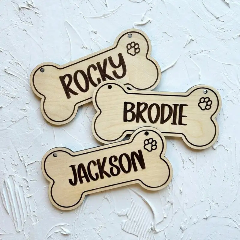 5PCS Tag Anjing Kayu Kustom -  - Laser Engraving Software ulasan dan harga